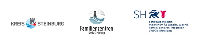 Logos Förderer - Kreis Steinburg- Familienzentren, und  Ministerium für Soziales, Jugend, Familie, Senioren, Integration und Gleichstellung